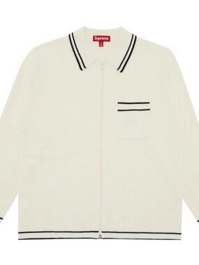 Supreme Cream Polo Zip Cardigan knit